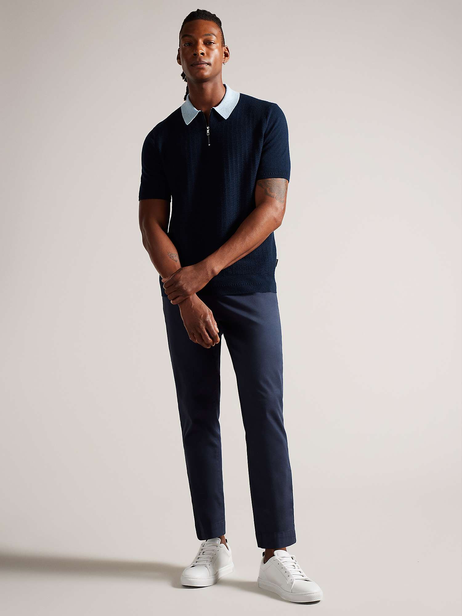 Buy Ted Baker Arwik Wool Blend Contrast Collar Polo Shirt, Navy Online at johnlewis.com