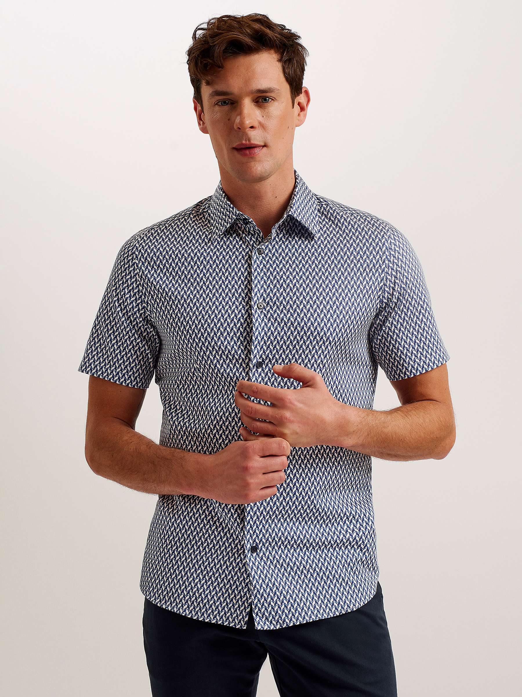 Buy Ted Baker Lacesho Graphic Print Slim Fit Shirt, Navy Online at johnlewis.com
