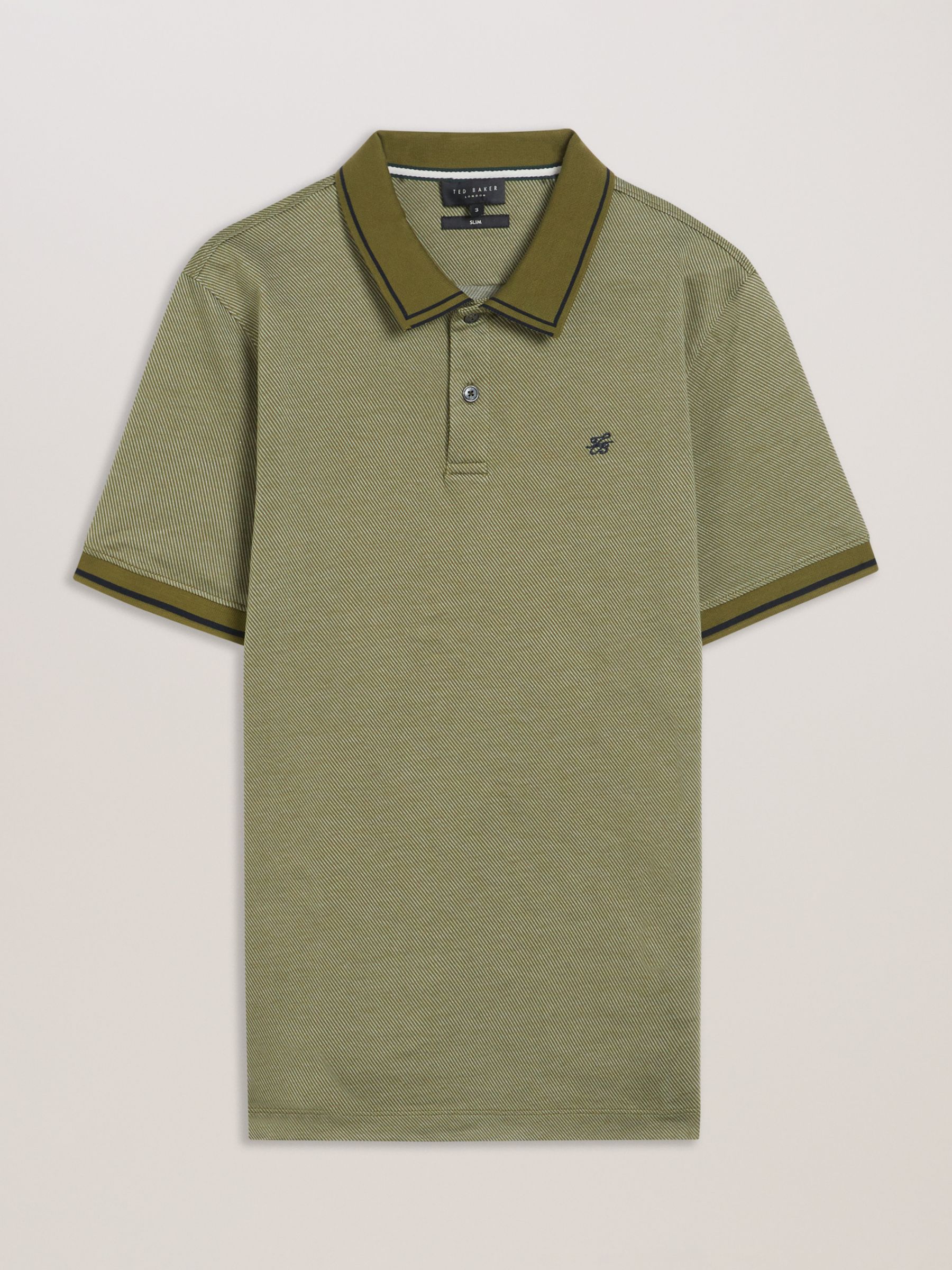 Ted Baker Helta Striped Polo Shirt, Khaki at John Lewis & Partners