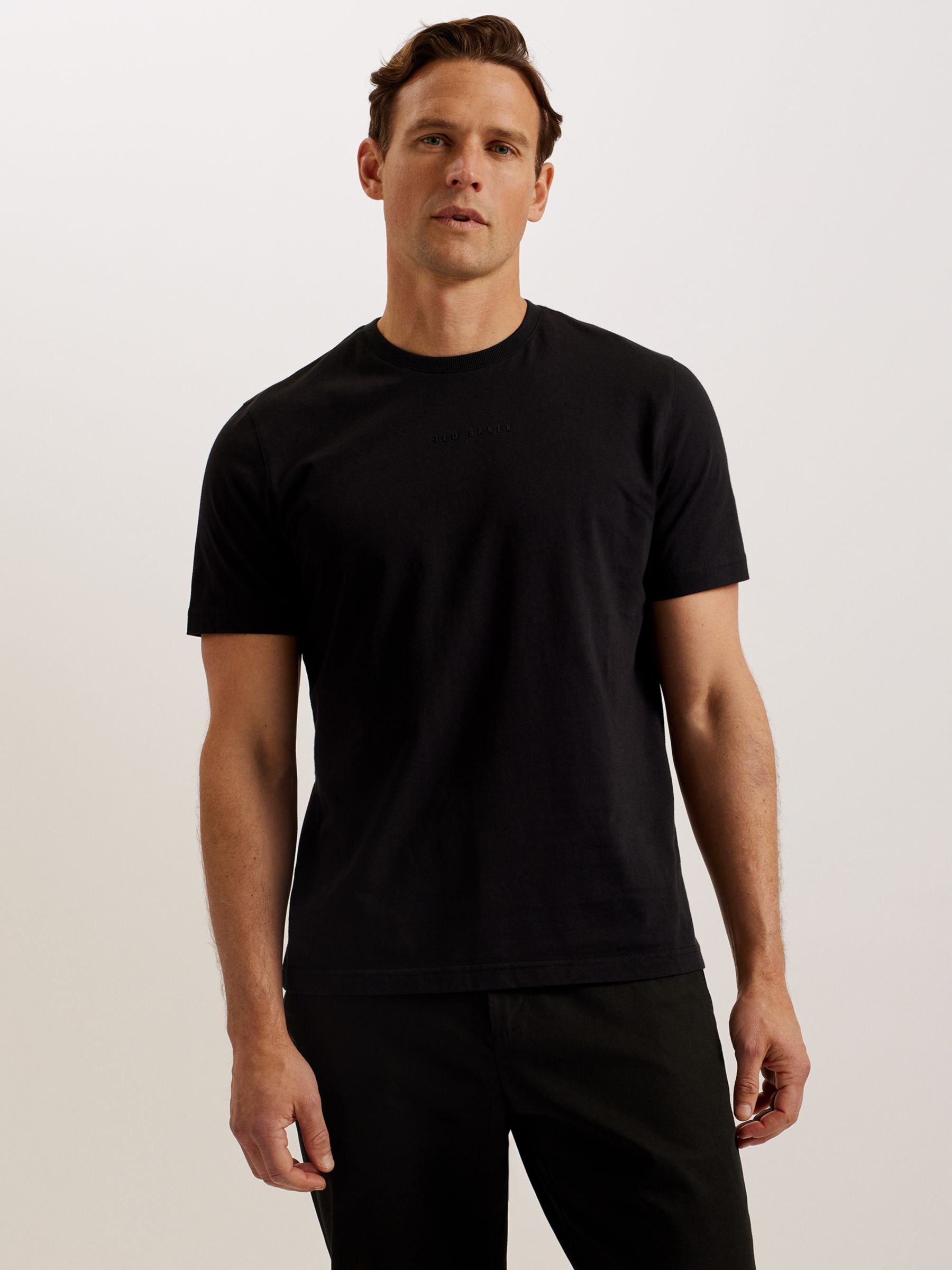 Ted Baker Wiskin Regular Branded Short Sleeve T-Shirt, Black Black, XS
