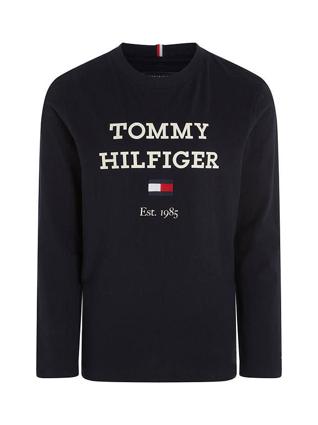 Tommy Hilfiger Kids' Logo Long Sleeve Crew Neck T-Shirt, Desert Sky