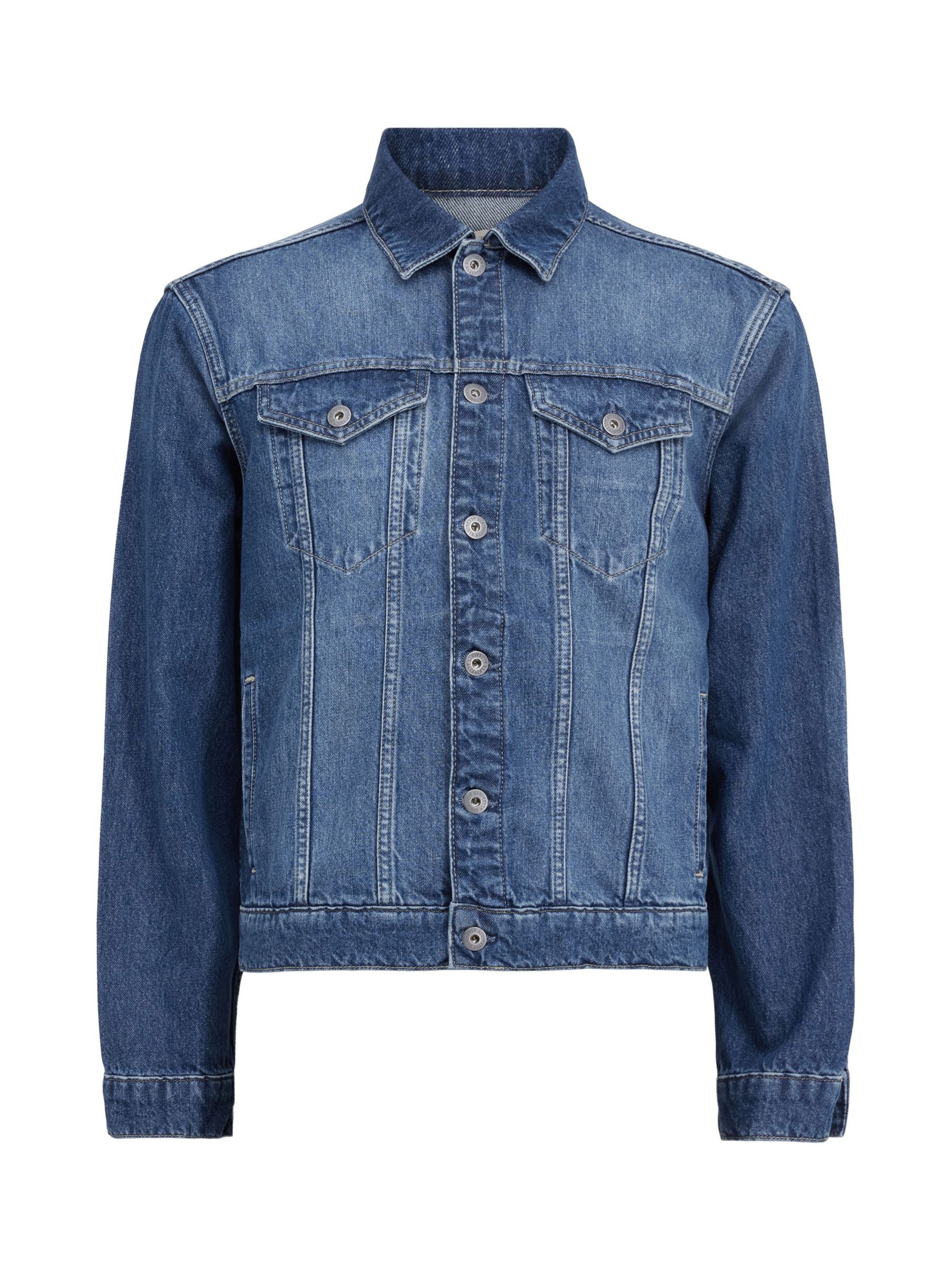 AllSaints Hebden Organic Cotton Denim Jacket, Indigo Blue, L