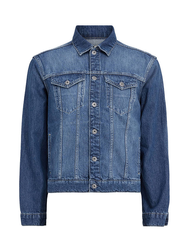 AllSaints Hebden Organic Cotton Denim Jacket, Indigo Blue