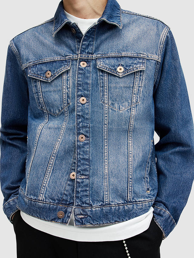AllSaints Hebden Organic Cotton Denim Jacket, Indigo Blue