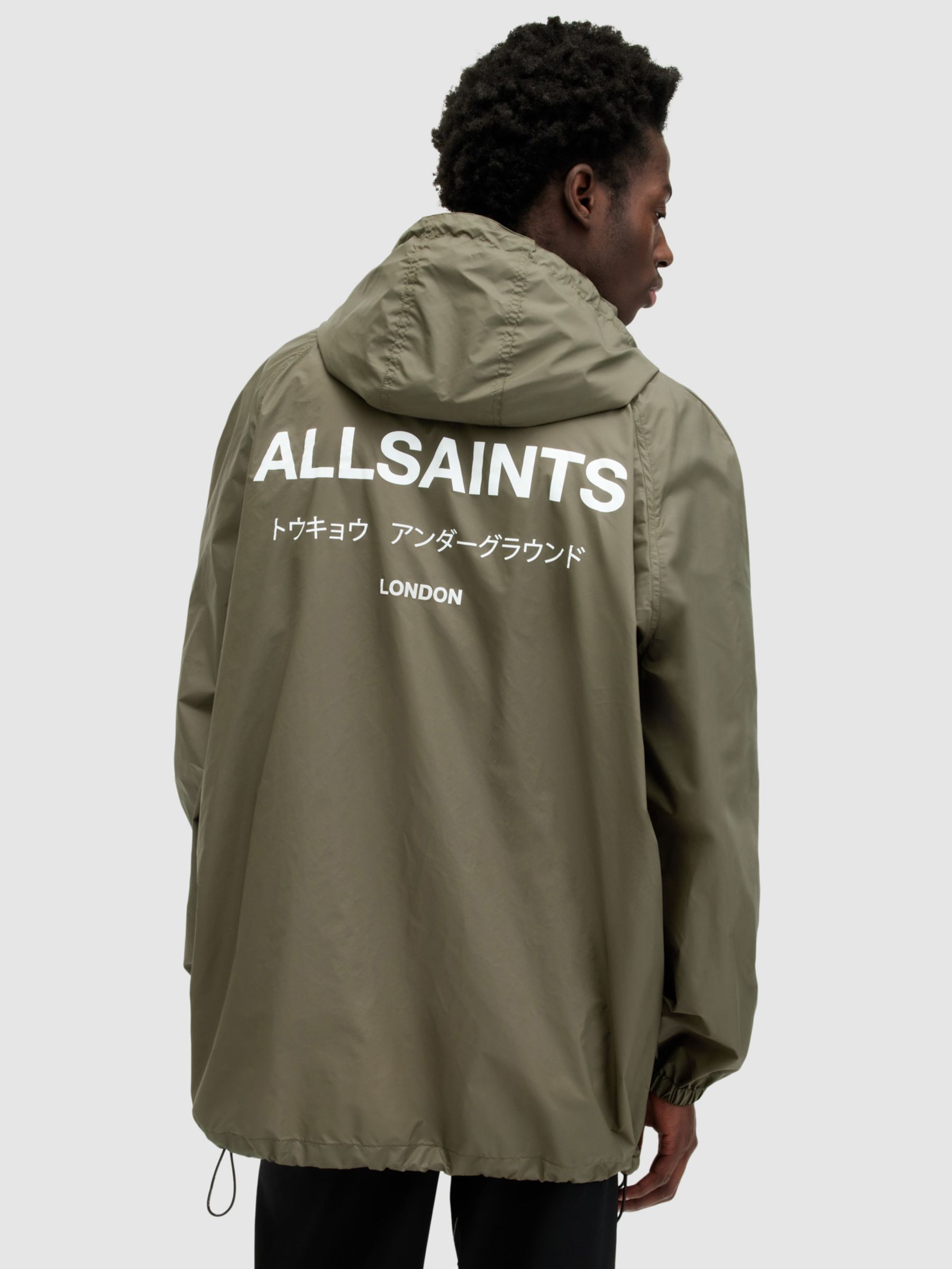 AllSaints Underground Longline Jacket, Khaki Green, S