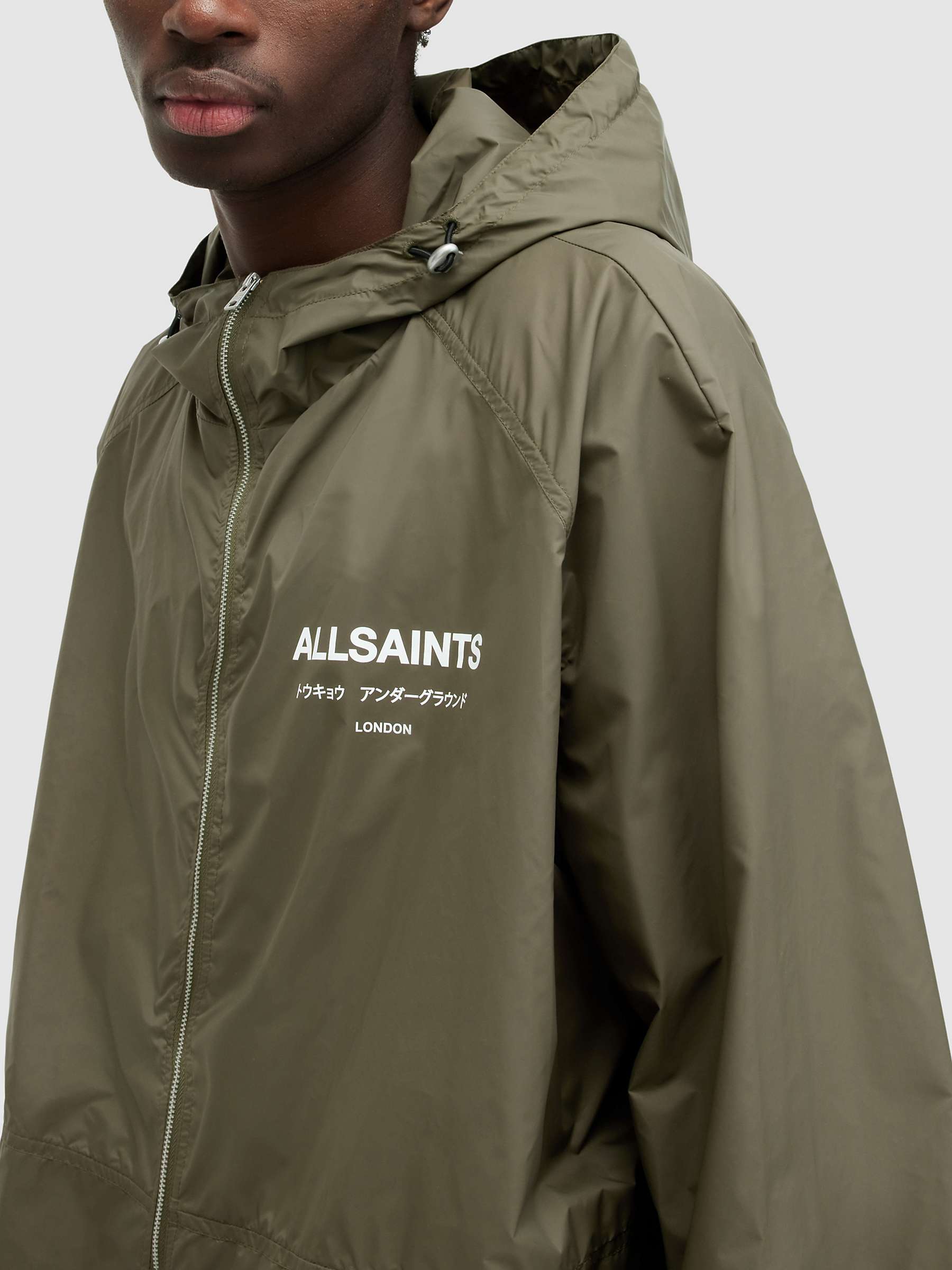 Buy AllSaints Underground Longline Jacket, Khaki Green Online at johnlewis.com
