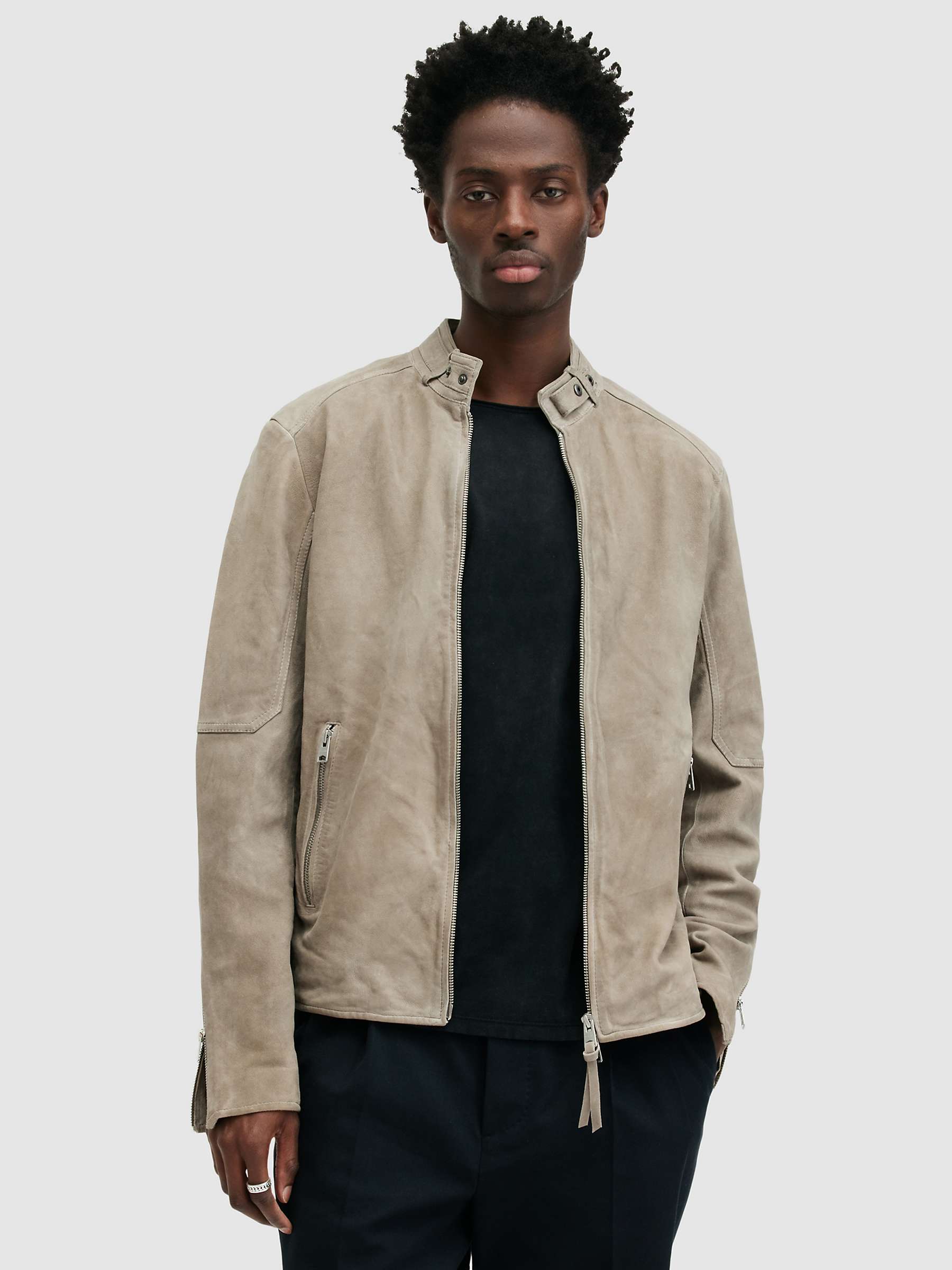 Buy AllSaints Cora Suede Jacket, Frosted Taupe Online at johnlewis.com