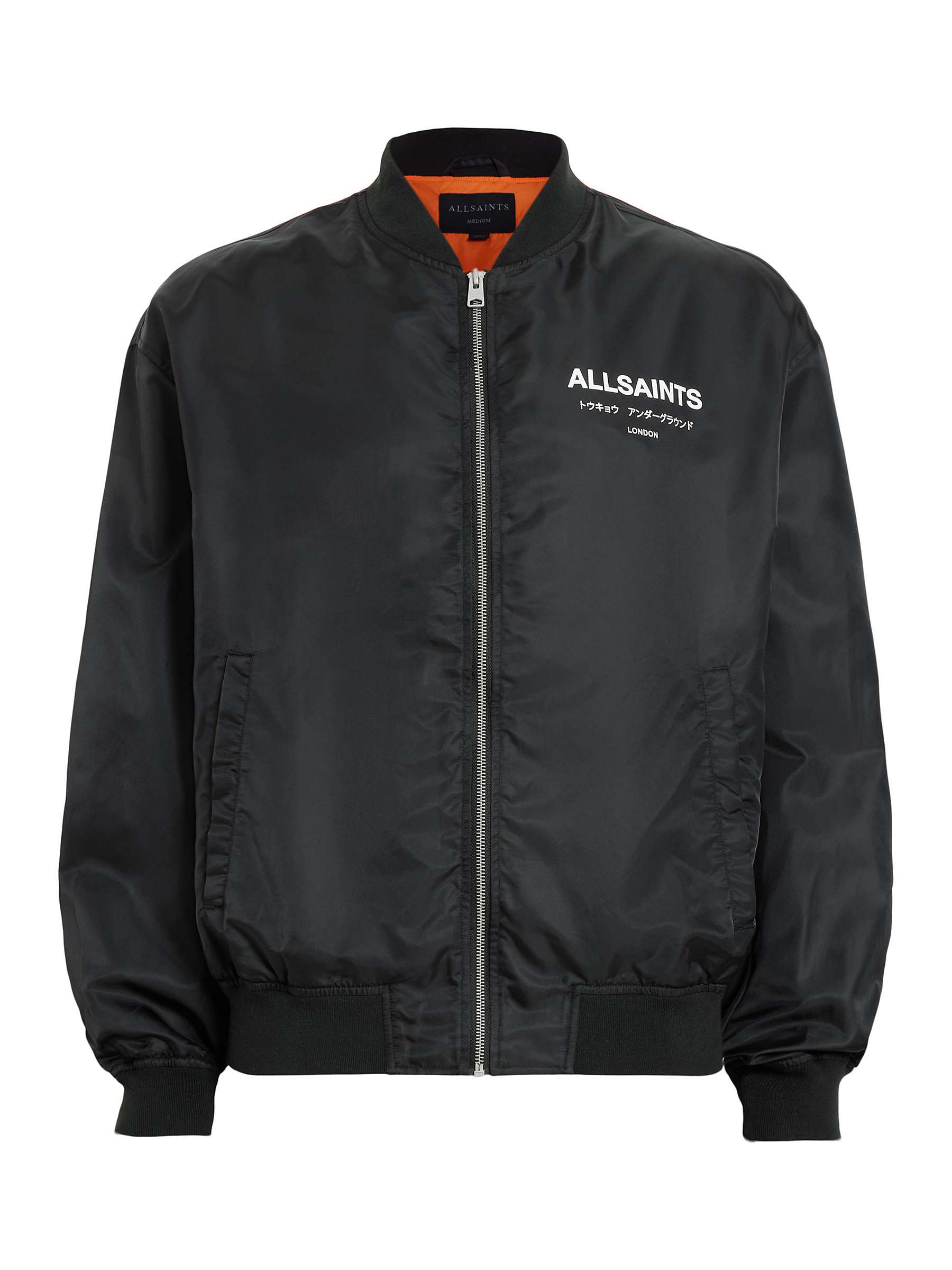 Buy AllSaints Underground Bomber Jacket, Black Online at johnlewis.com