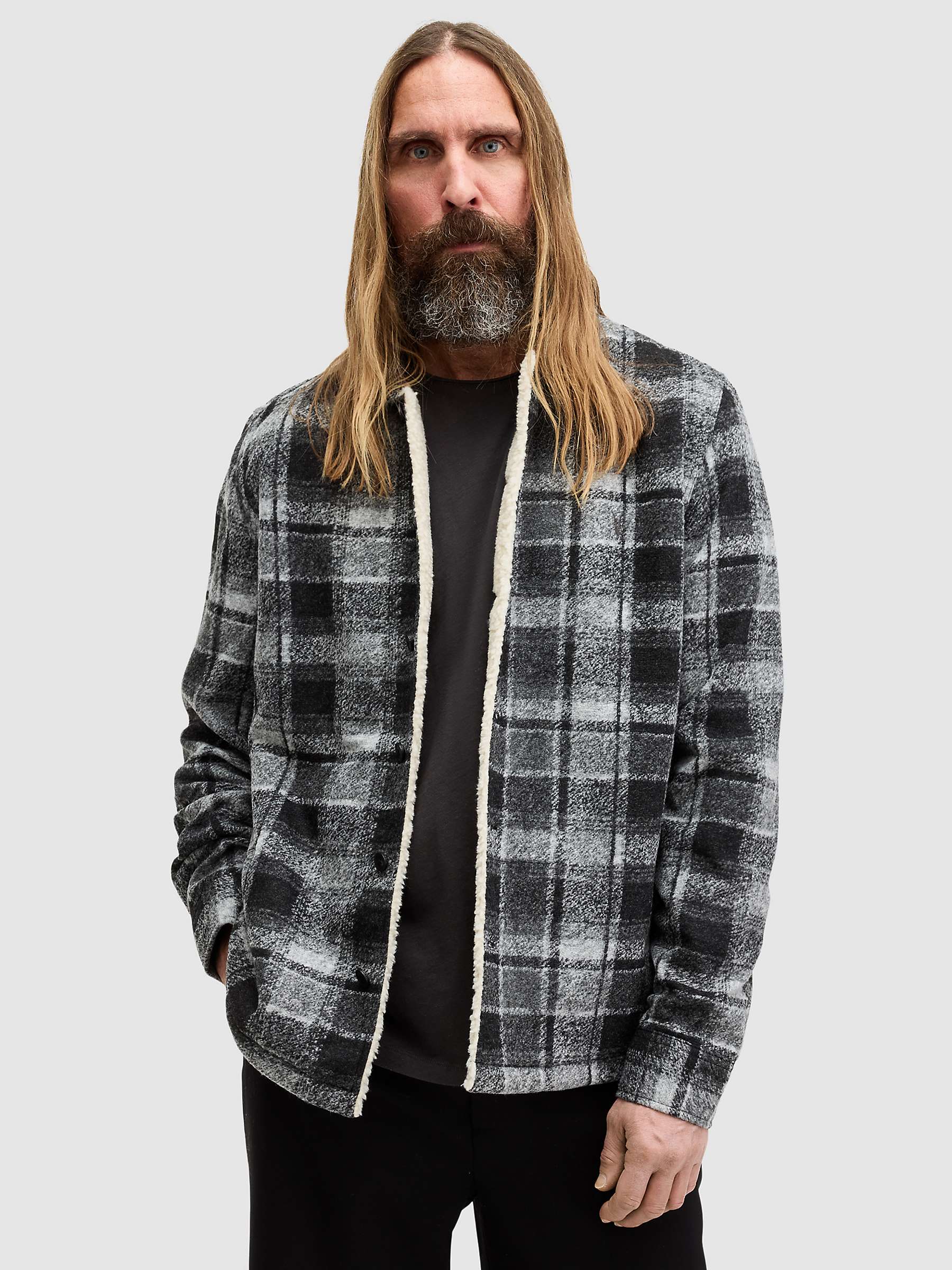 Buy AllSaints Altamount Wool Blend Check Jacket, Cool Grey/Jet Black Online at johnlewis.com