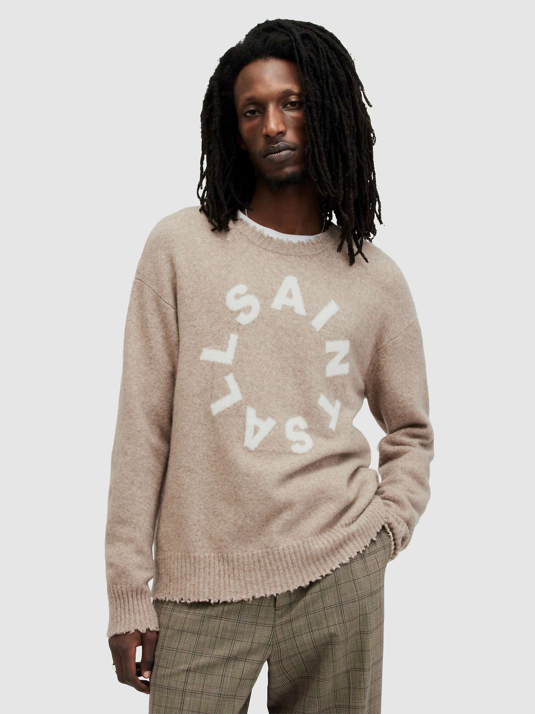 Buy AllSaints Tiago Wool Blend Jumper, Taupe Marl Online at johnlewis.com