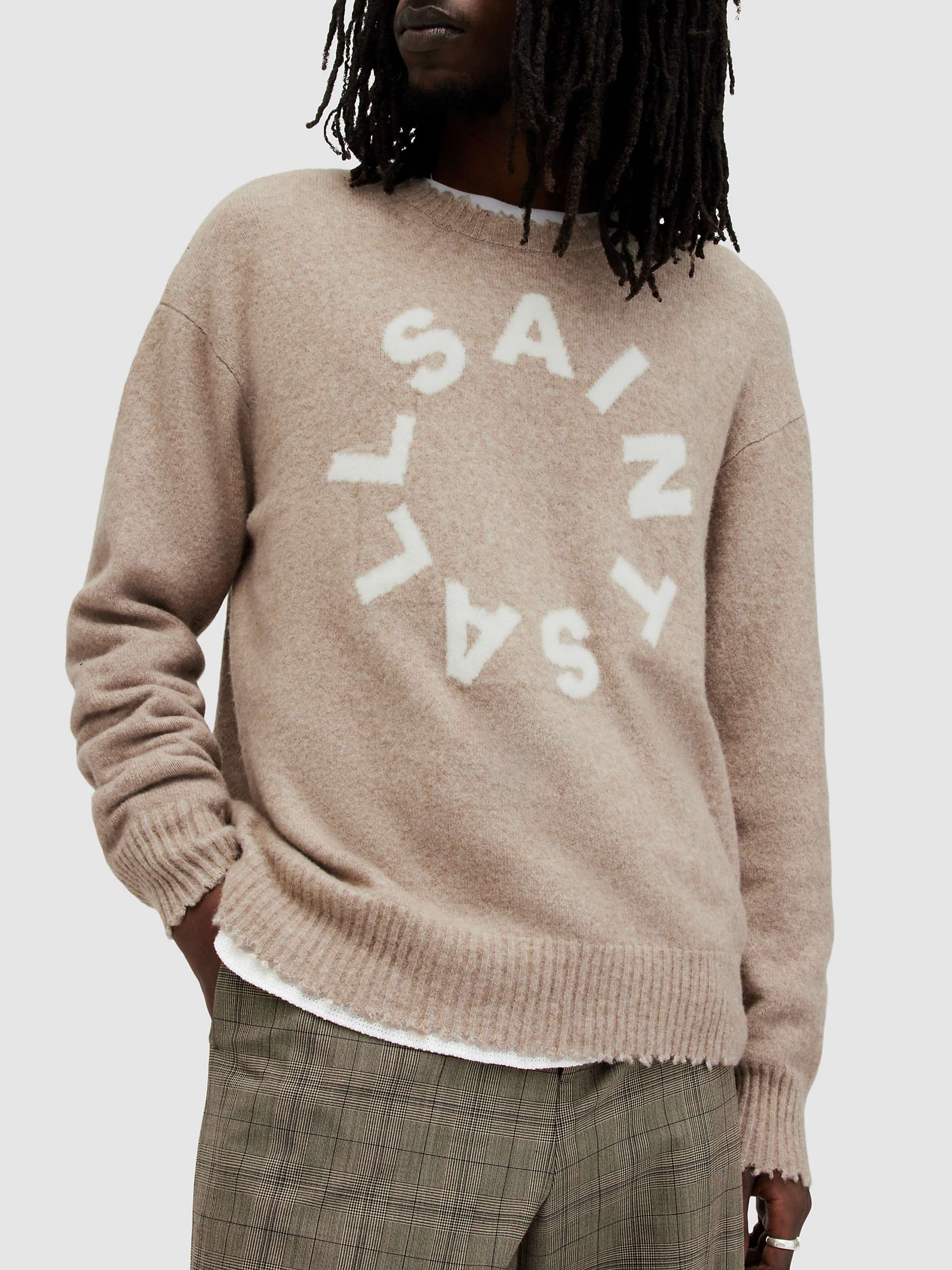 Buy AllSaints Tiago Wool Blend Jumper, Taupe Marl Online at johnlewis.com