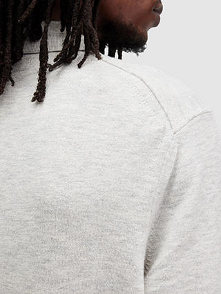 AllSaints Kilburn Wool Blend Long Sleeve Polo Top, Cool Grey