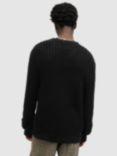 AllSaints Illund Organic Cotton Cable Knit Crew Neck Jumper, Black