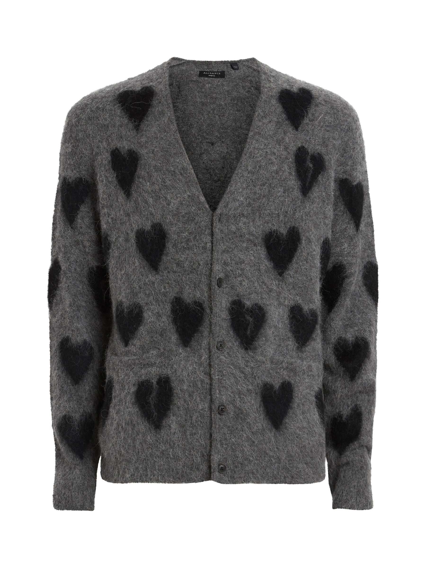 Buy AllSaints Amore Wool Blend Cardigan, Grey/Black Online at johnlewis.com