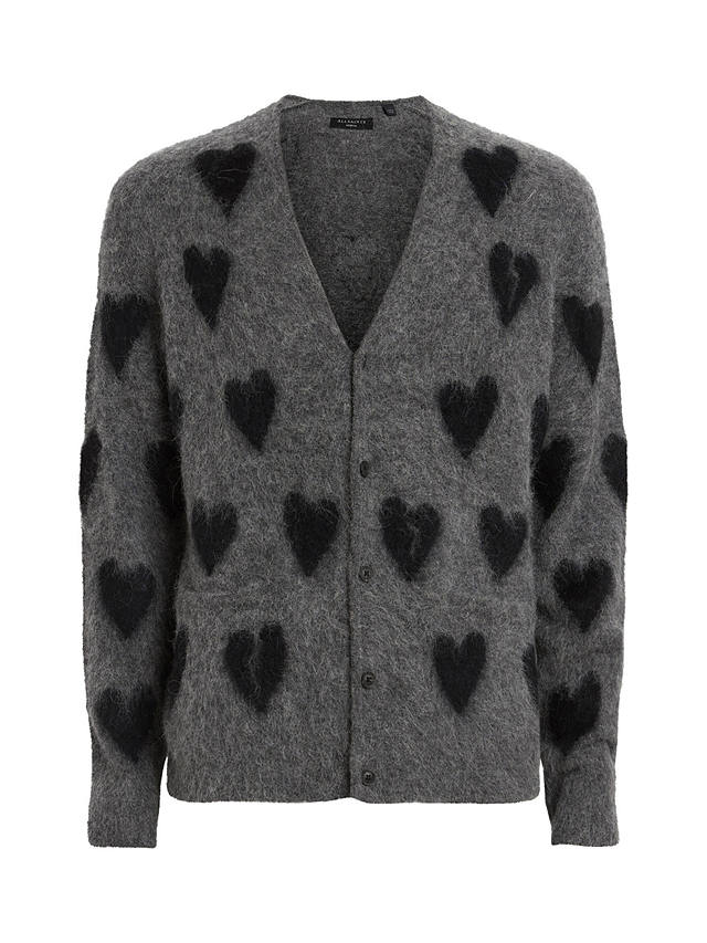 AllSaints Amore Wool Blend Cardigan, Grey/Black