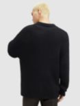 AllSaints Kanyon Organic Cotton Blend Long Sleeve Polo Shirt, Black