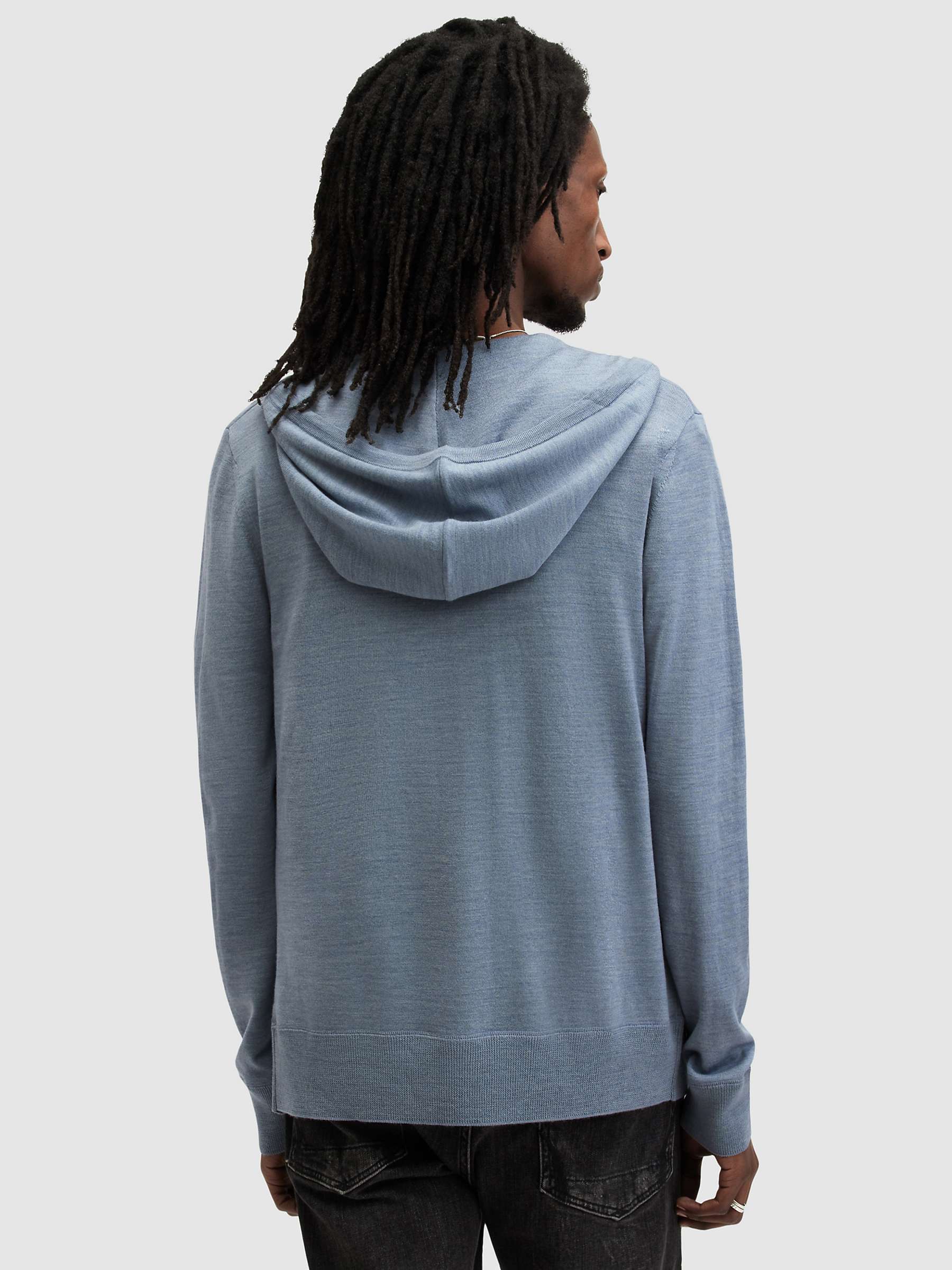 Buy AllSaints Mode Merino Zipped Hoodie, Dusty Blue Online at johnlewis.com