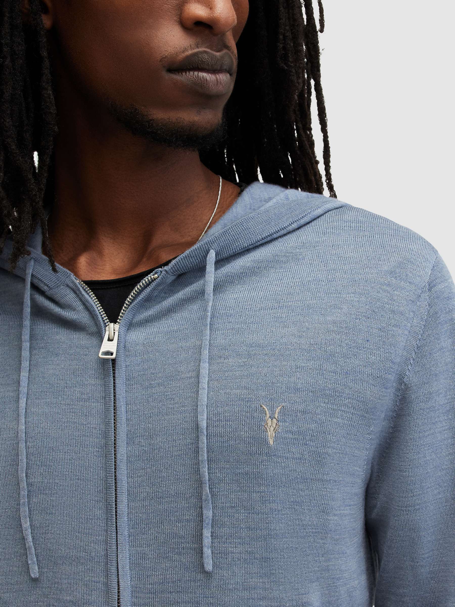 Buy AllSaints Mode Merino Zipped Hoodie, Dusty Blue Online at johnlewis.com