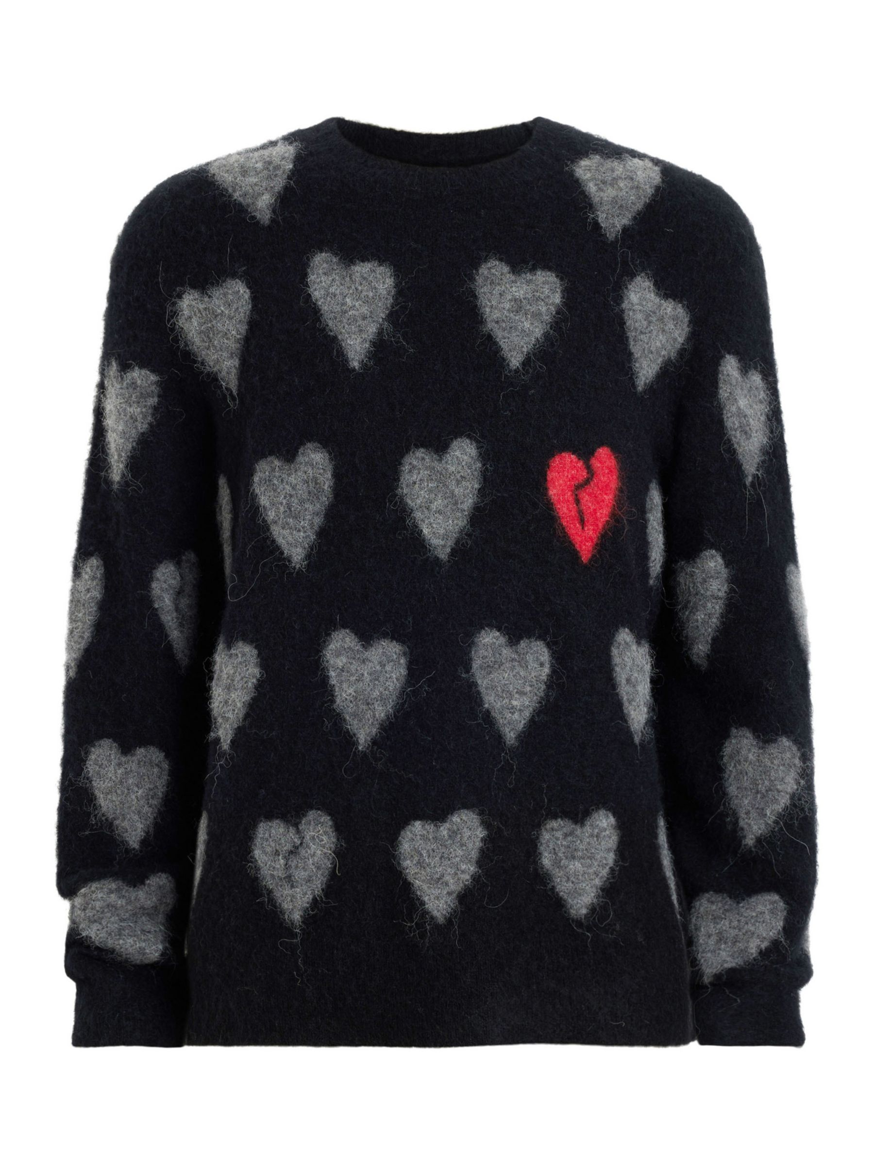 Buy AllSaints Amore Crew Jumper, Black/Grey Online at johnlewis.com