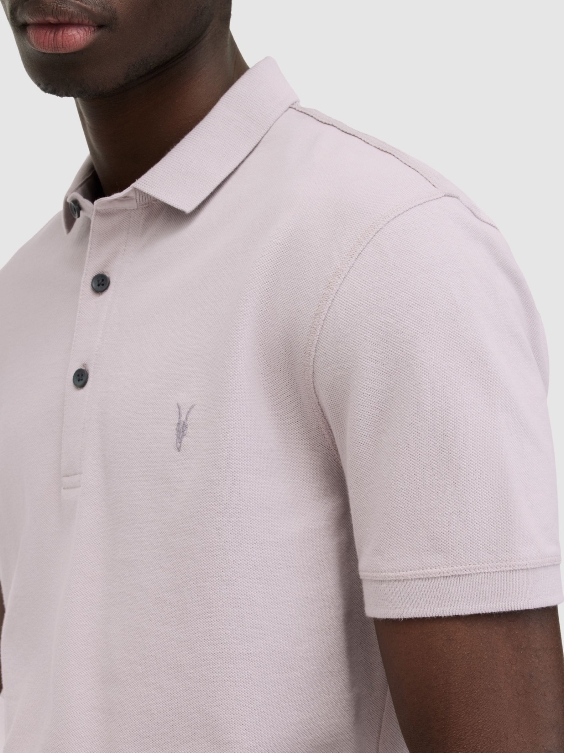 AllSaints Reform Organic Cotton Polo Shirt, Smokey Lilac, L