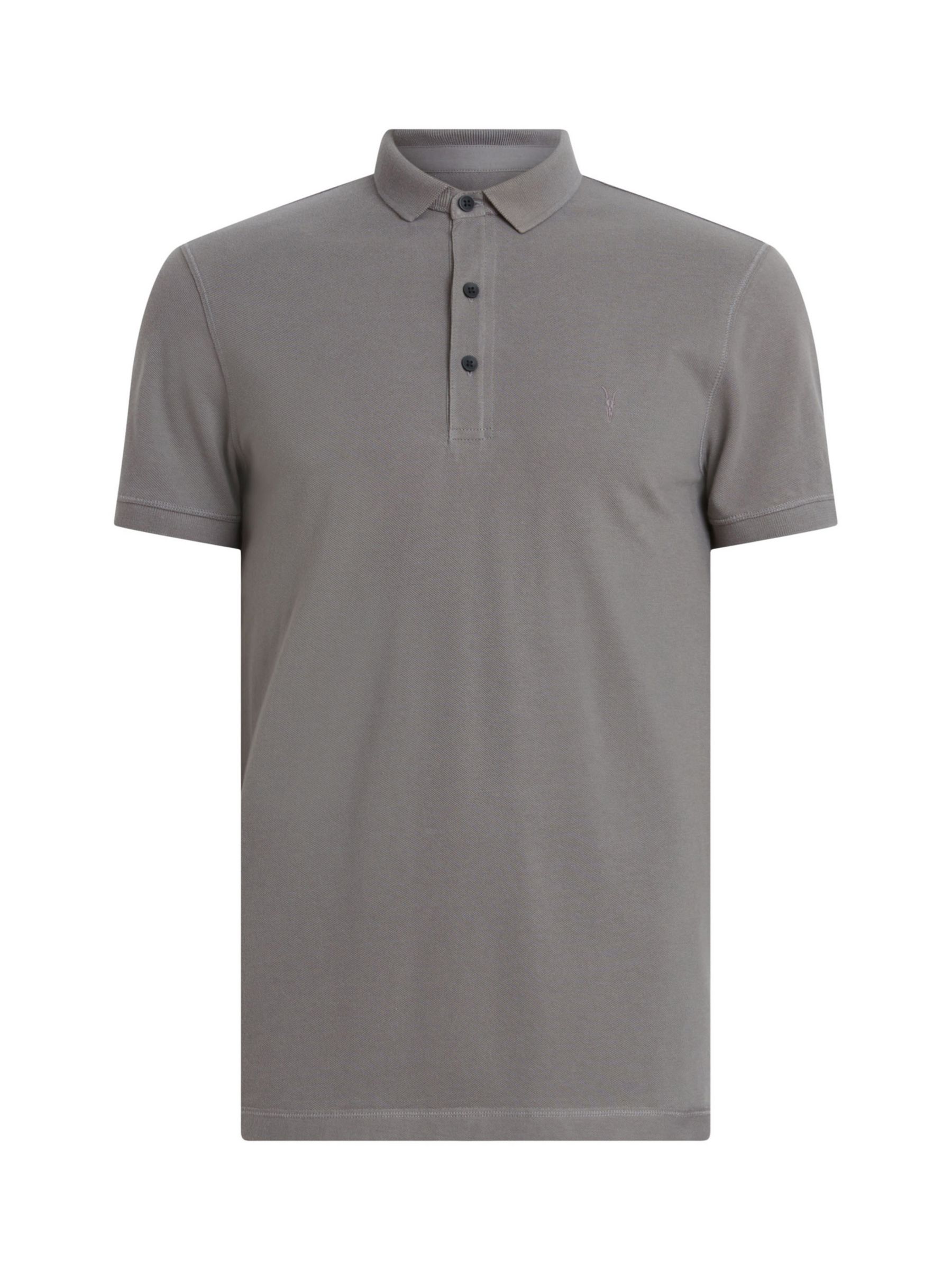 AllSaints Reform Organic Cotton Polo Shirt, Ash Grey at John Lewis ...