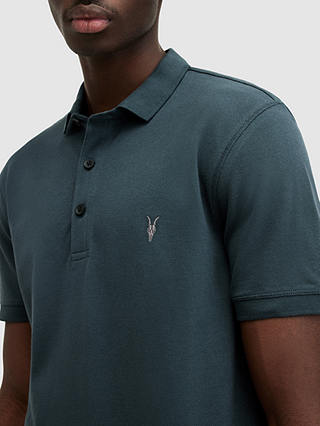 AllSaints Reform Organic Cotton Polo Shirt, Marine Blue