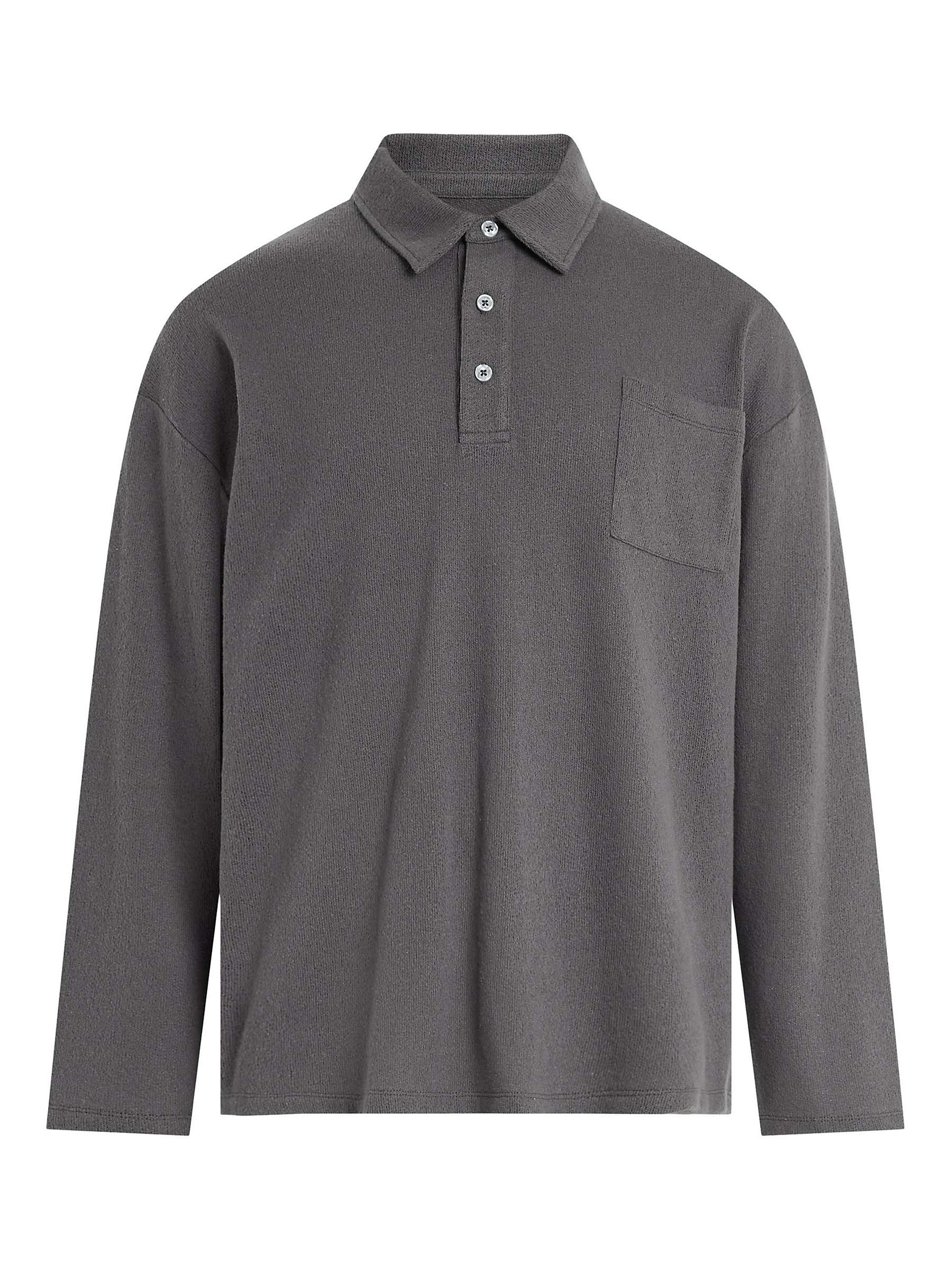 Buy AllSaints Eris Long Sleeve Polo Shirt, Washed Black Online at johnlewis.com
