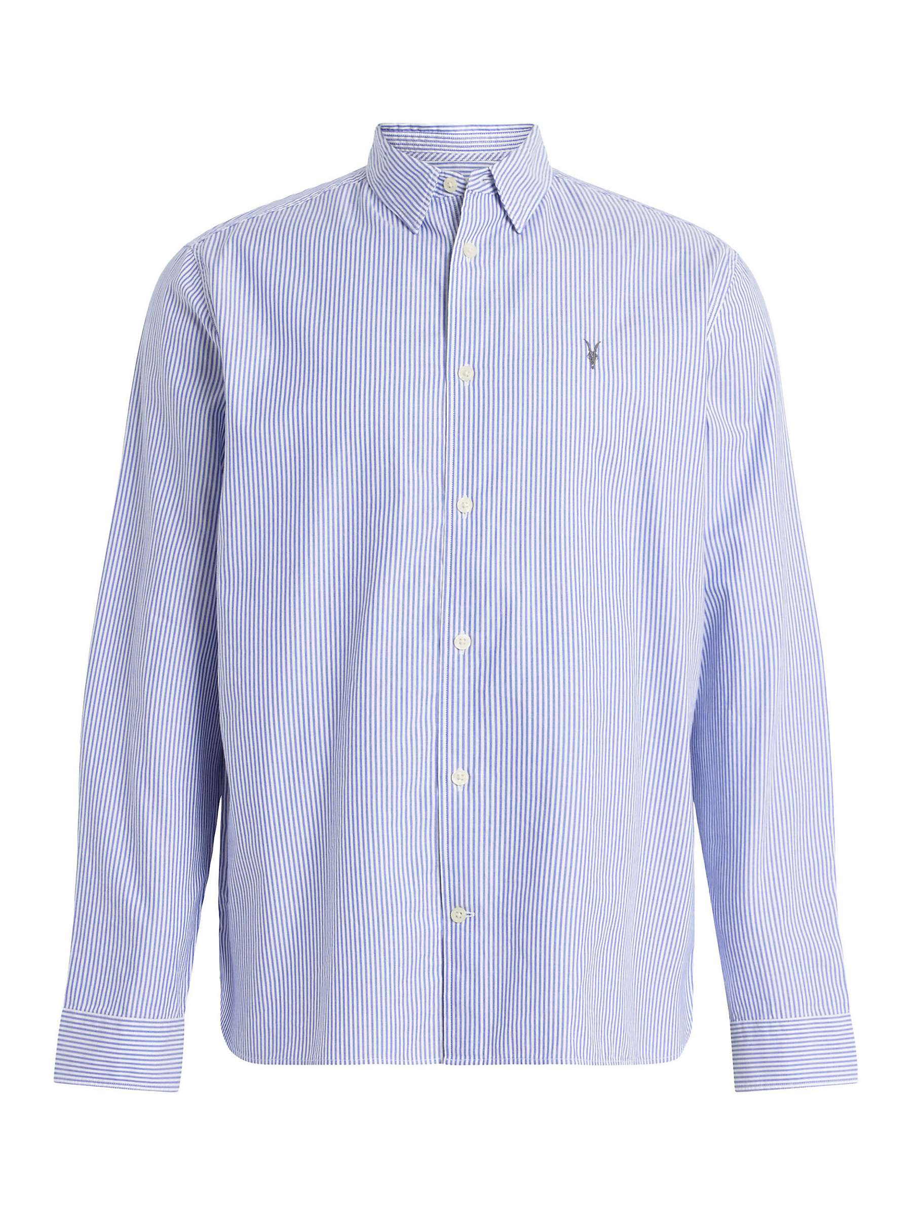 Buy AllSaints Hillview Long Sleeve Shirt, Blue Online at johnlewis.com
