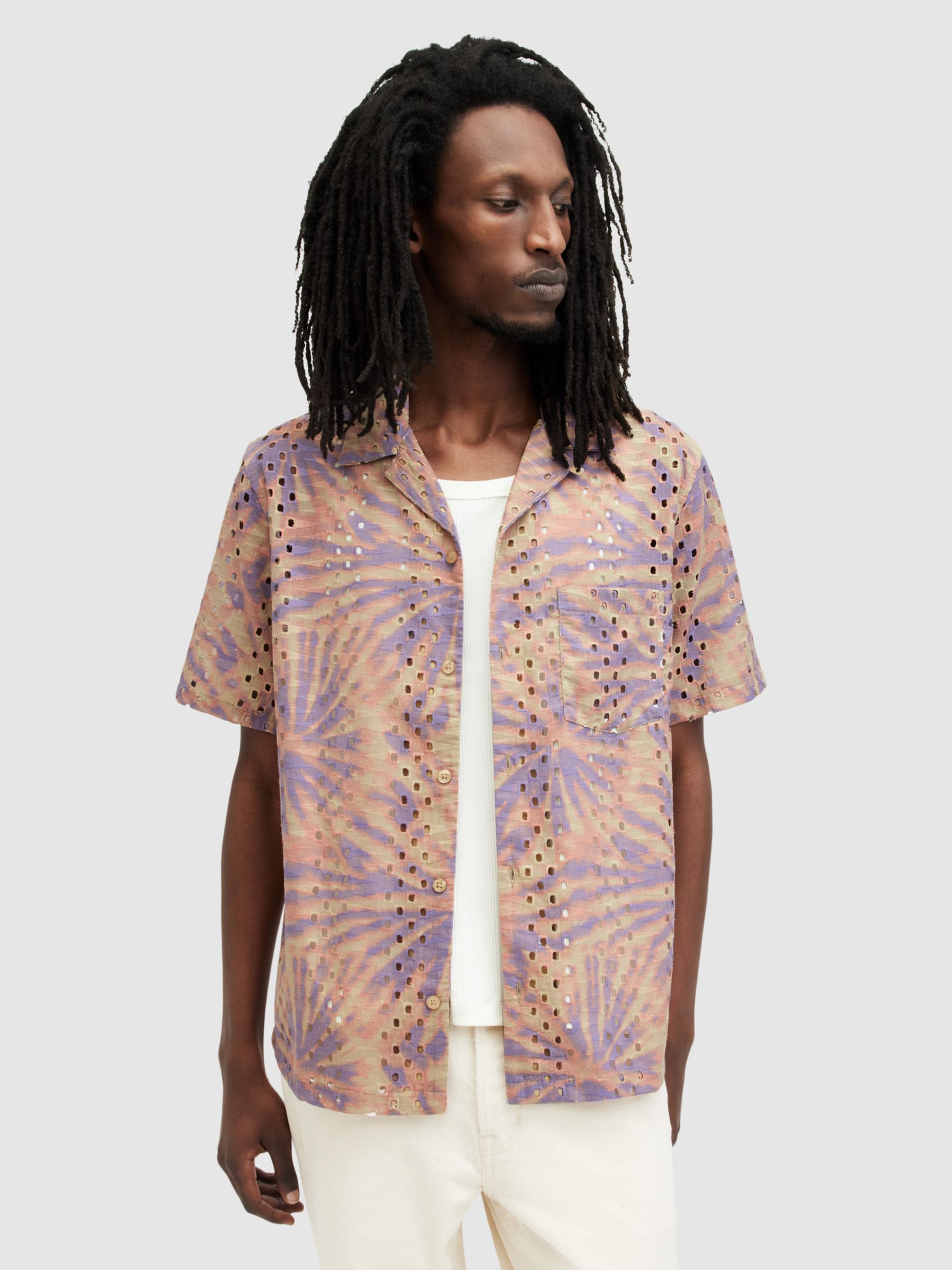 AllSaints Yucca Short Sleeve Shirt, Pastel/Multi, M