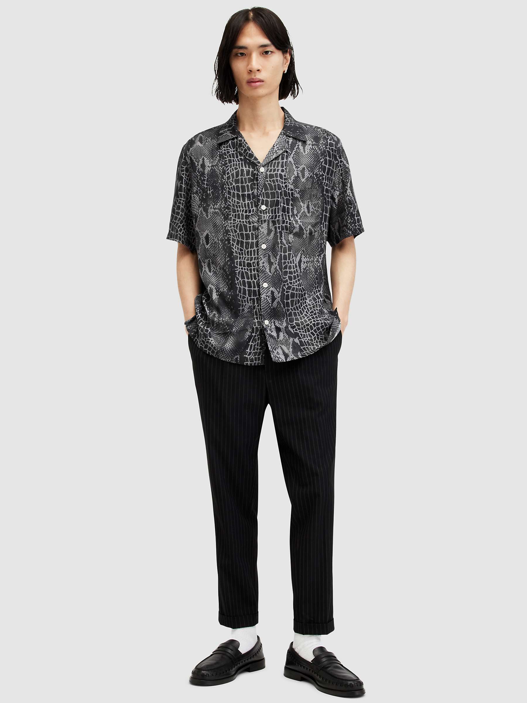 Buy AllSaints Skrale Short Sleeve Shirt, Black/Multi Online at johnlewis.com