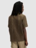 AllSaints Pueblo Short Sleeve Broderie Shirt, Ash Khaki Green