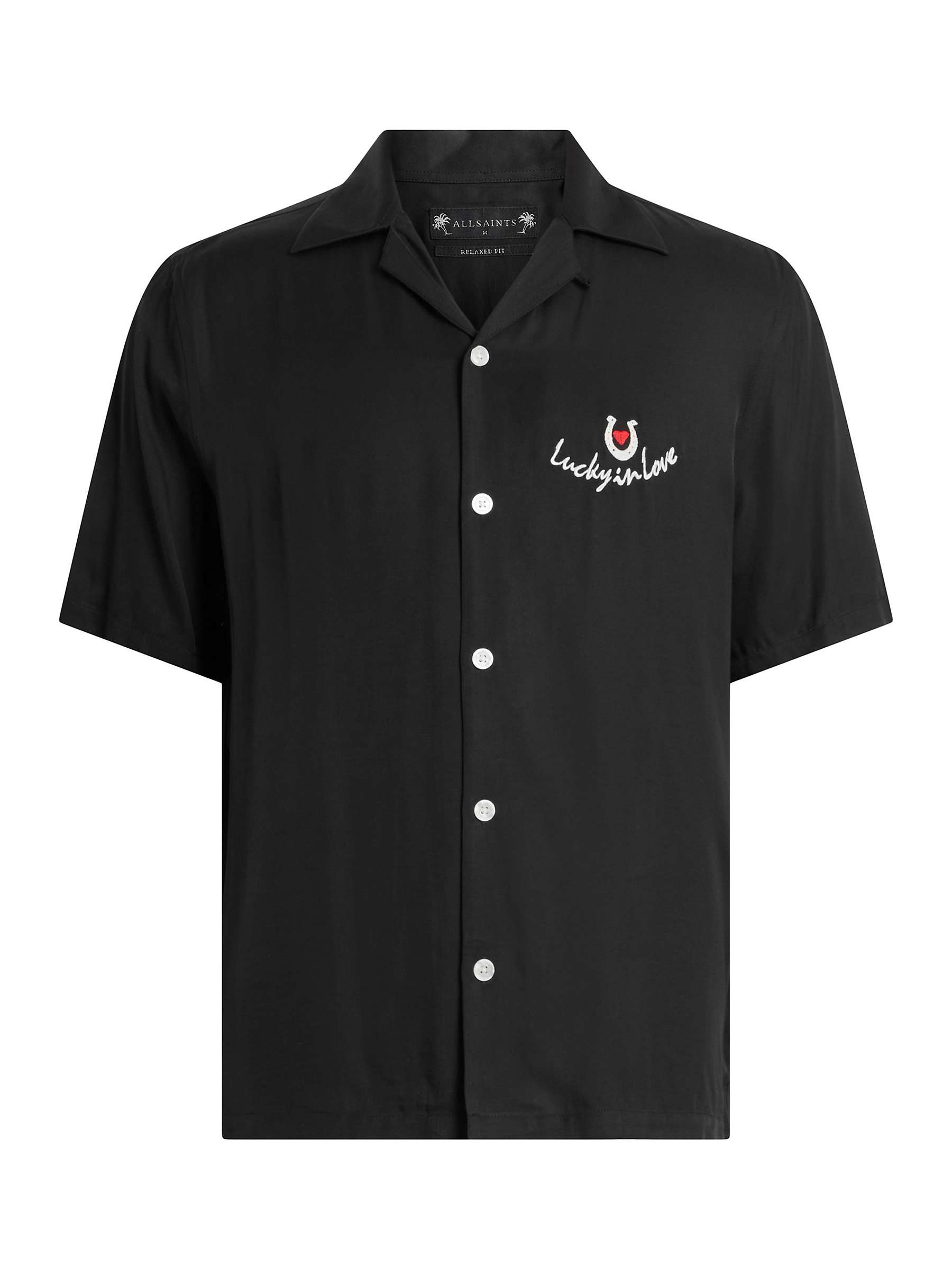 Buy AllSaints Chanceux Short Sleeve Shirt, Jet Black Online at johnlewis.com