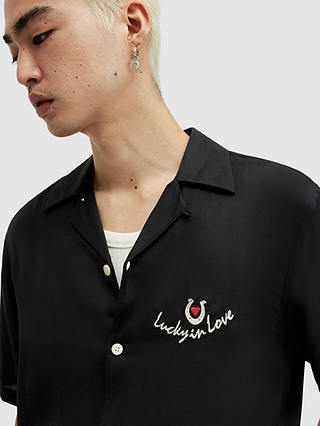 AllSaints Chanceux Short Sleeve Shirt, Jet Black