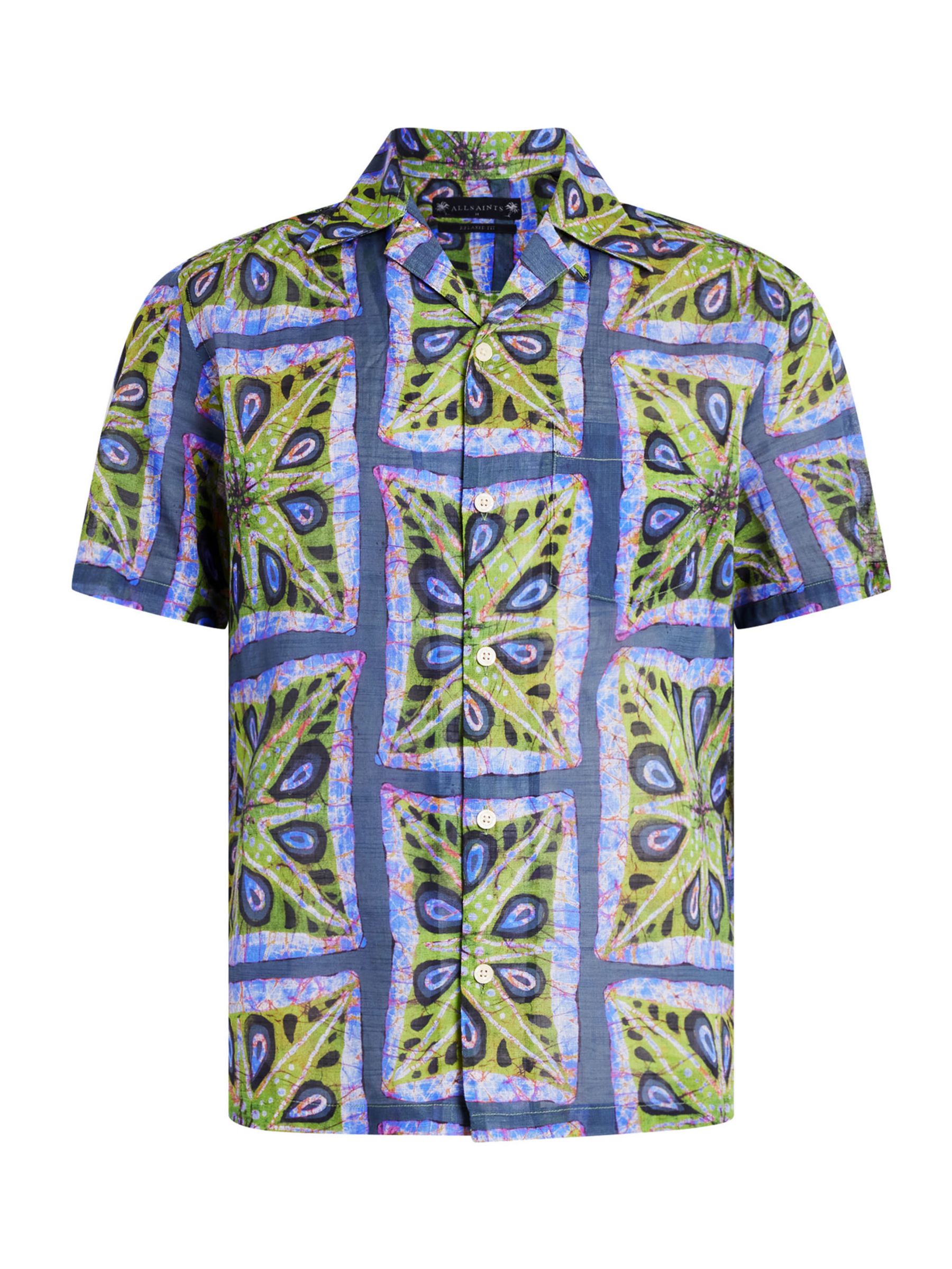 Buy AllSaints Diaz Short Sleeve Shirt, Green/Multi Online at johnlewis.com