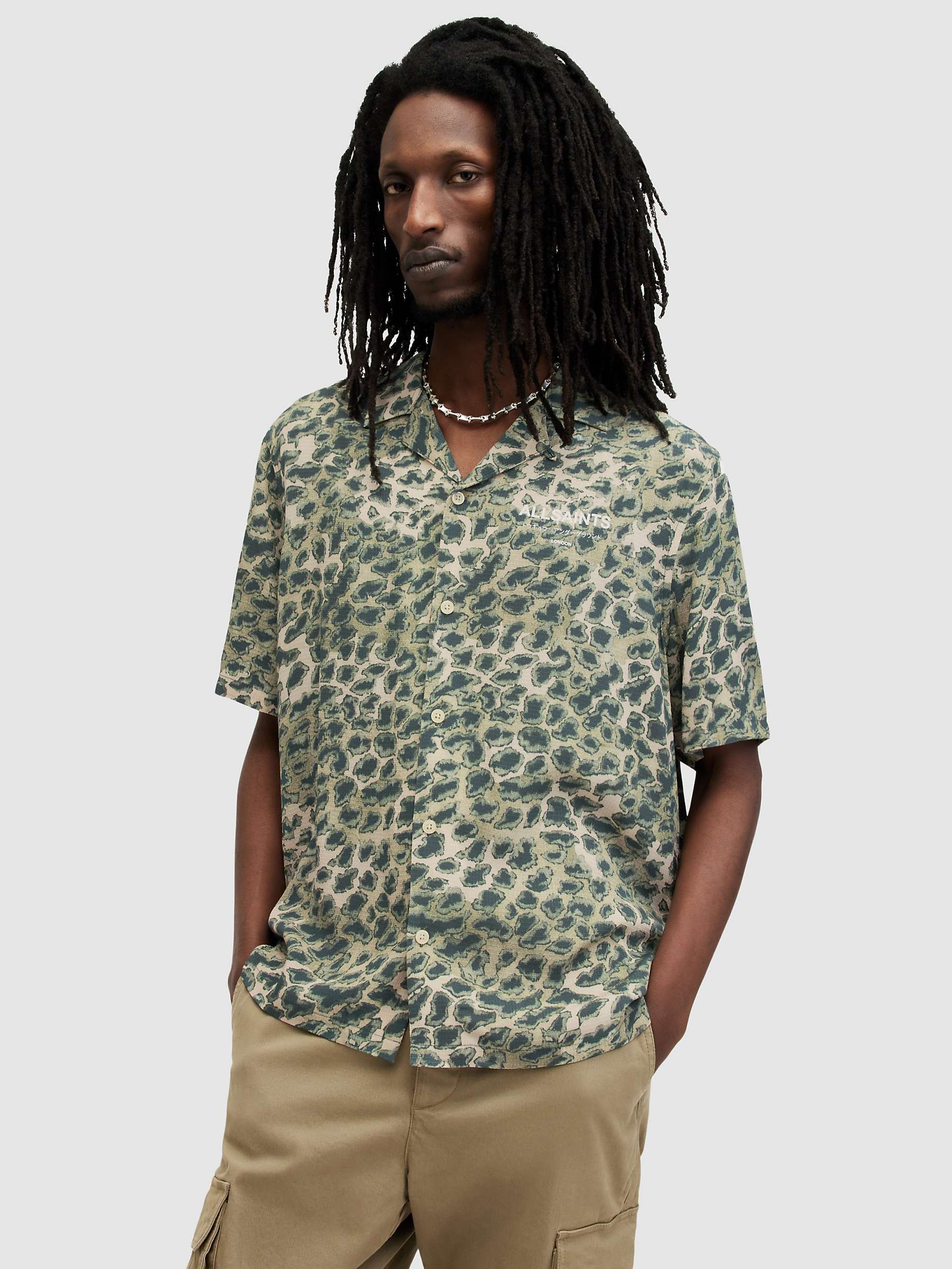 Buy AllSaints Underground CM Short Sleeve Shirt, Green/Multi Online at johnlewis.com