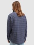 AllSaints Carpoforo Organic Cotton Blend Check Shirt, Marine Blue