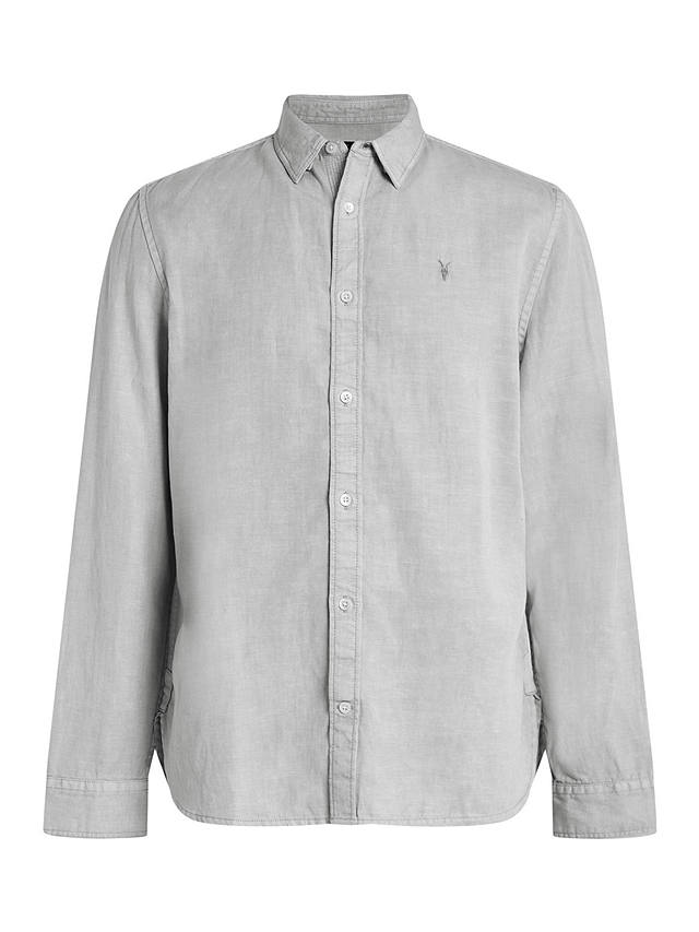AllSaints Laguna Regular Fit Linen Blend Shirt, Ash Grey