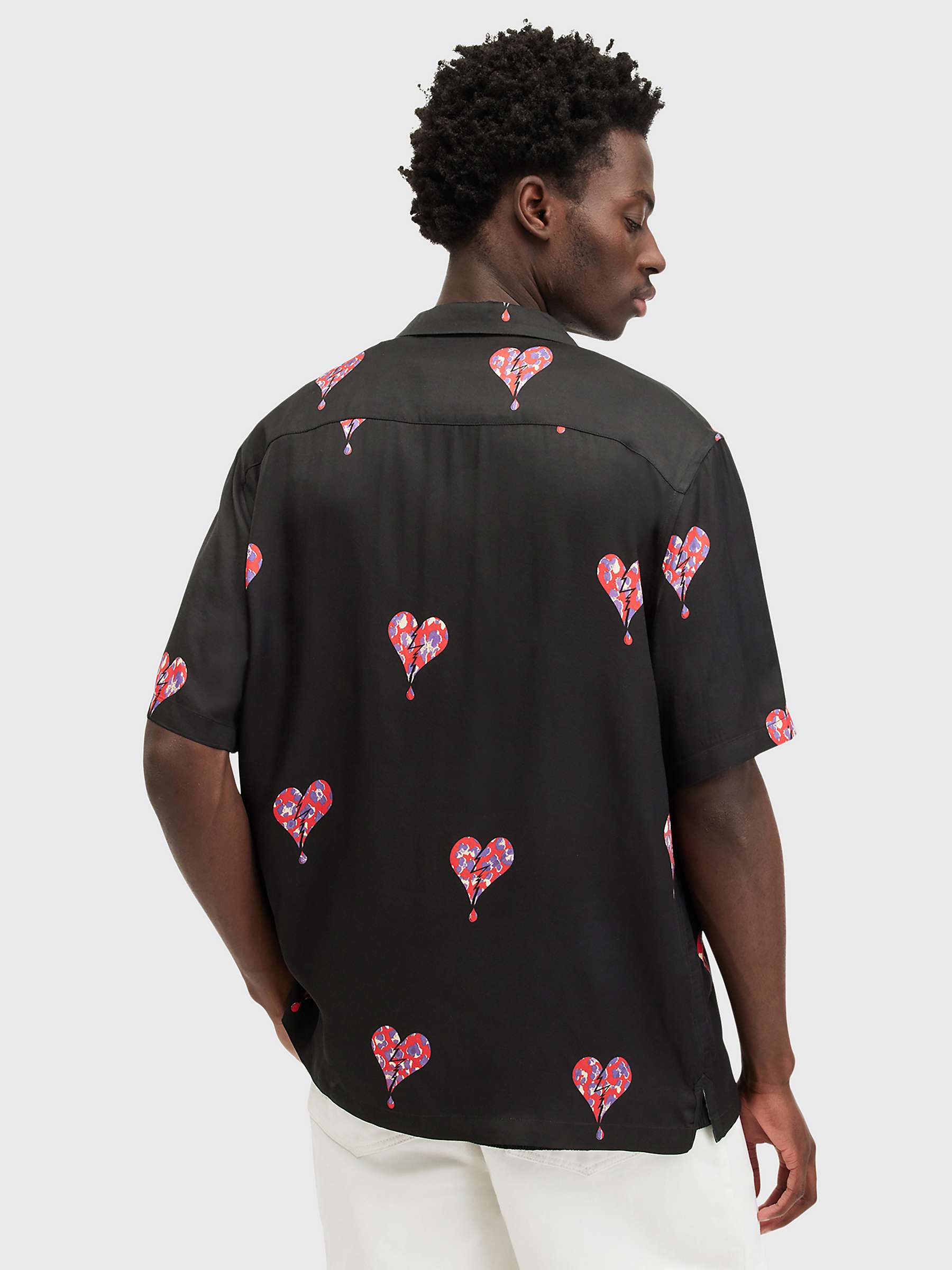 Buy AllSaints Ikuma Breakup Short Sleeve Shirt, Black/Multi Online at johnlewis.com