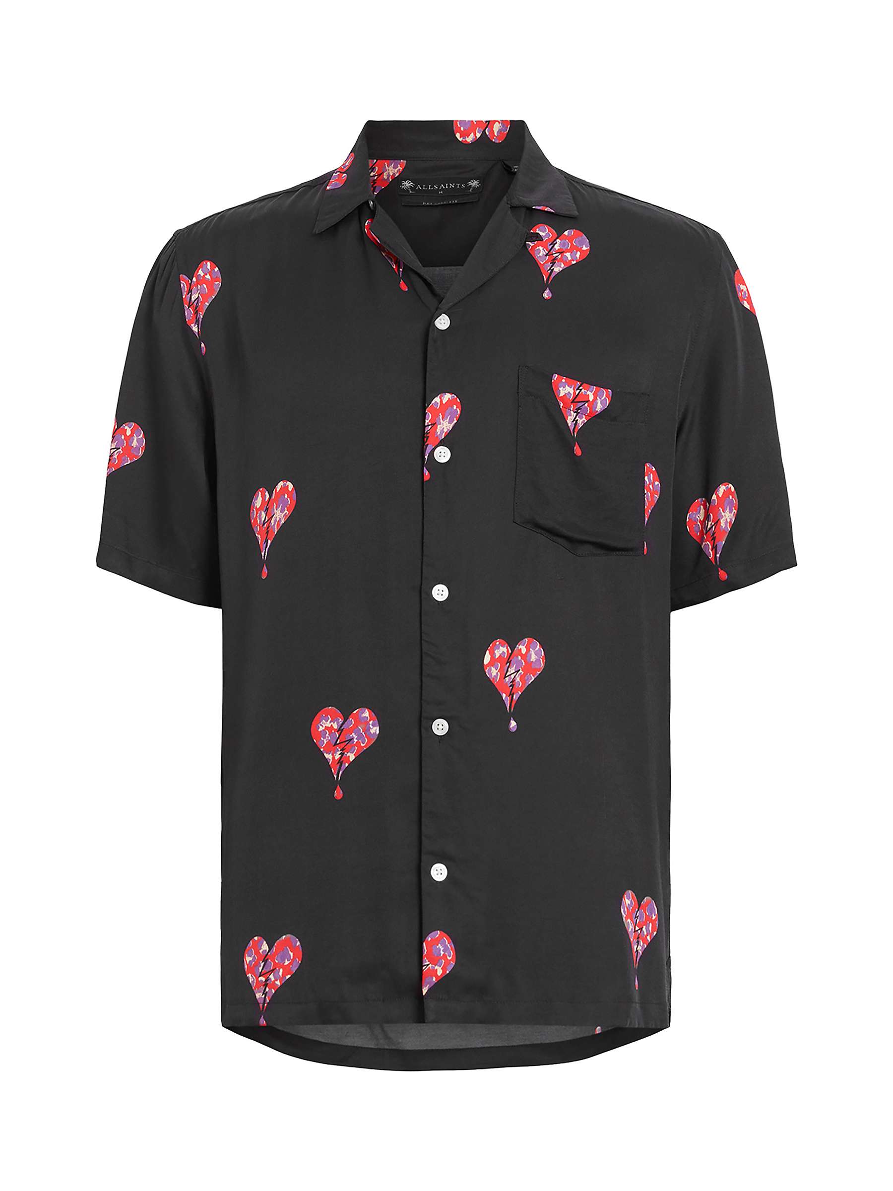 Buy AllSaints Ikuma Breakup Short Sleeve Shirt, Black/Multi Online at johnlewis.com