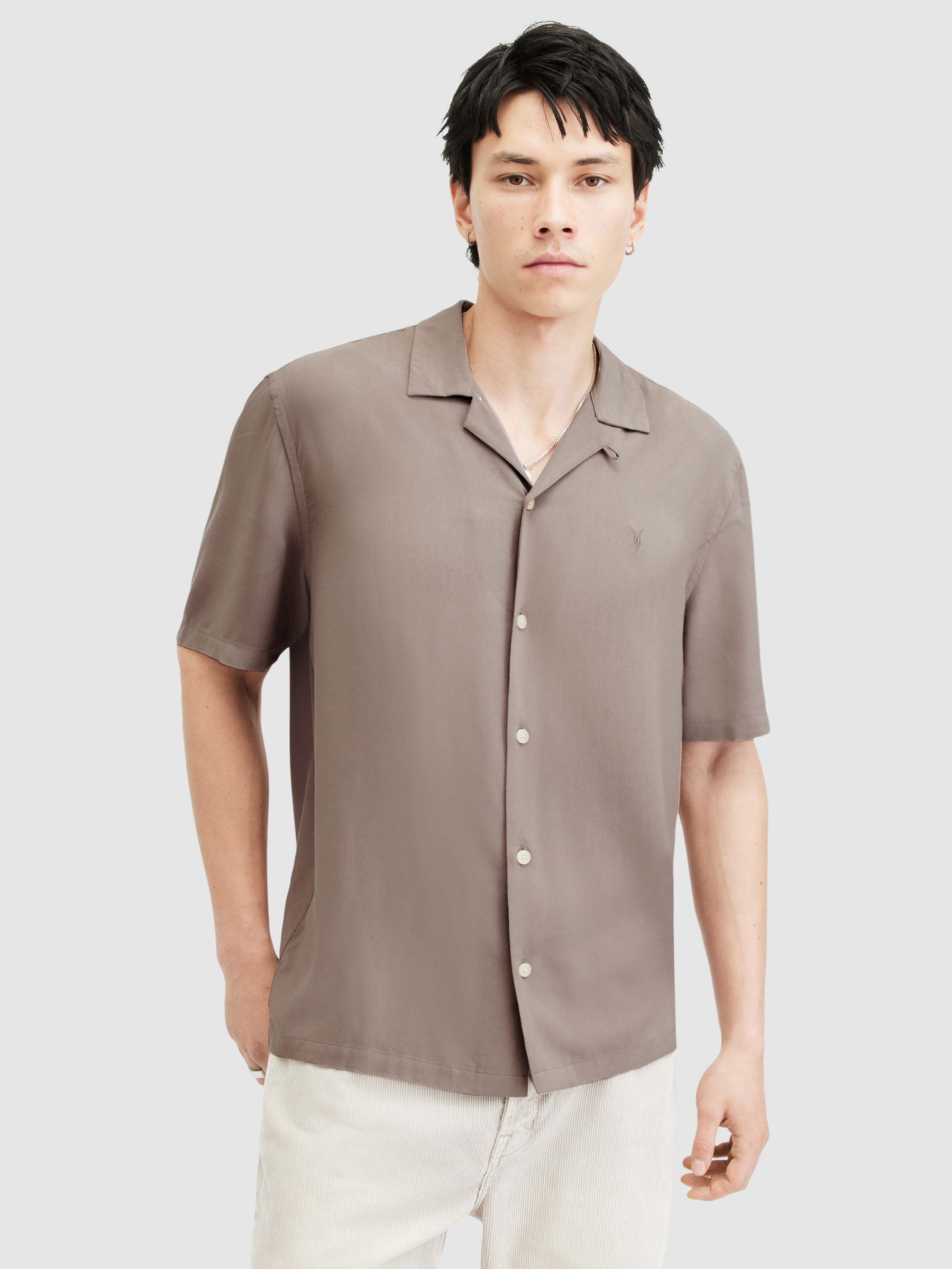 AllSaints Venice Short Sleeved Shirt, Chestnut Brown, L