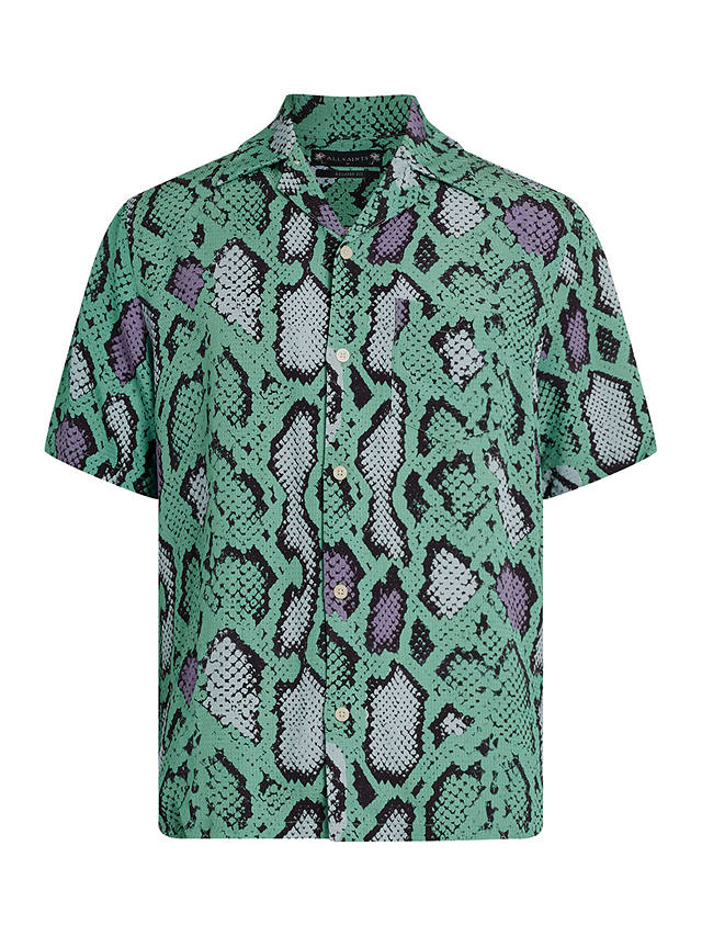 AllSaints Serpenz Short Sleeve Shirt, Green/Multi