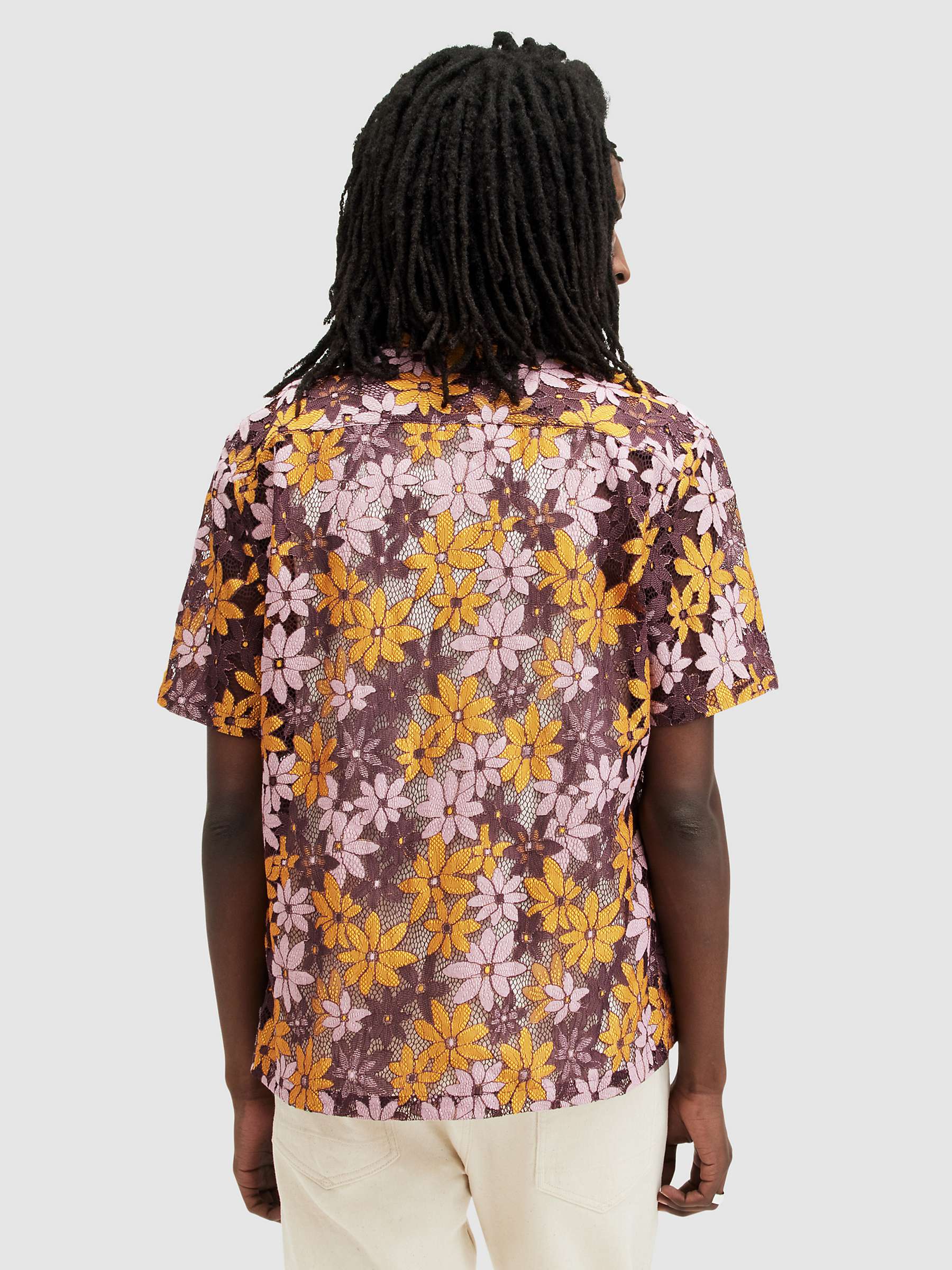 Buy AllSaints Visalia Short Sleeve Shirt, Purple/Multi Online at johnlewis.com