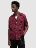 AllSaints Kaza Short Sleeved T-Shirt, Jet Black/Sangria Red, Jet Black/Sangria Red