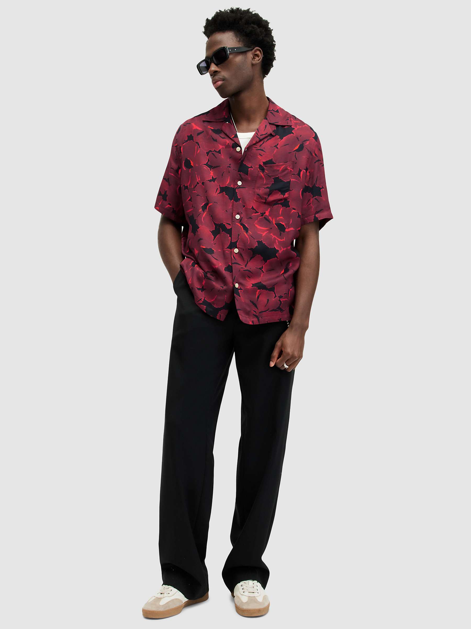 Buy AllSaints Kaza Short Sleeved T-Shirt, Jet Black/Sangria Red Online at johnlewis.com