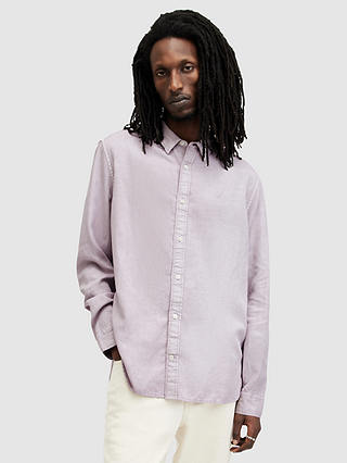 AllSaints Laguna Regular Fit Linen Blend Shirt, Smokey Lilac