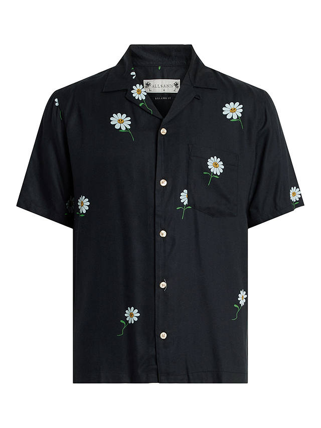 AllSaints Daisical Short Sleeve Shirt, Black/Multi