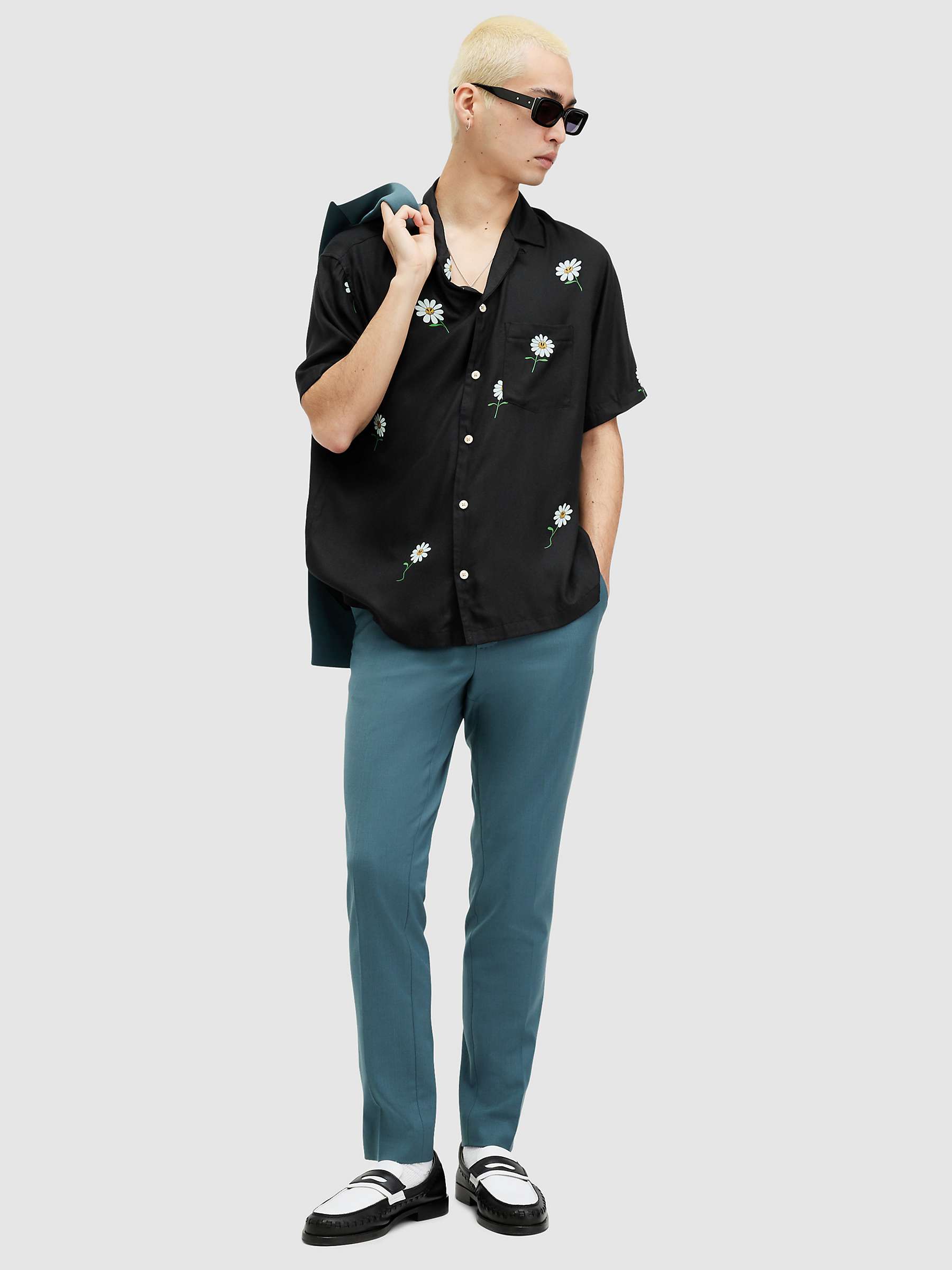 Buy AllSaints Daisical Short Sleeve Shirt, Black/Multi Online at johnlewis.com