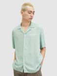 AllSaints Underground Short Sleeve Revere Collar Shirt, Teal Green