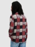 AllSaints Patchi Check Print Organic Cotton Shirt, Sangria Red