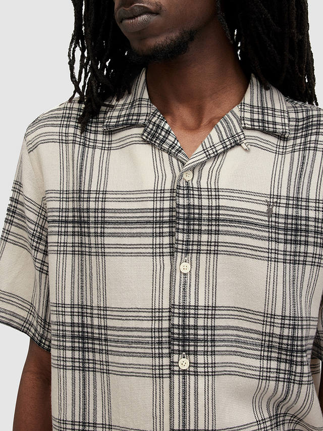 AllSaints Padres Short Sleeve Check Print Shirt, White
